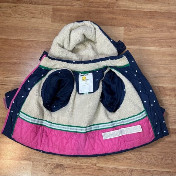 Mini Boden Toddler Girls Navy White Star Winter Coat w/ Hoodie Size 4 to 5 - Picture 7 of 12